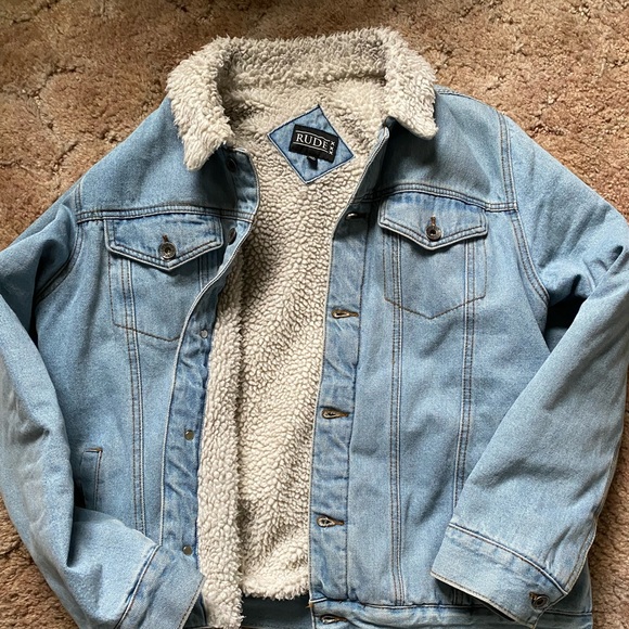RUDE Jackets & Coats Xxx Rude Sherpa Lined Denim Jacket Poshmark